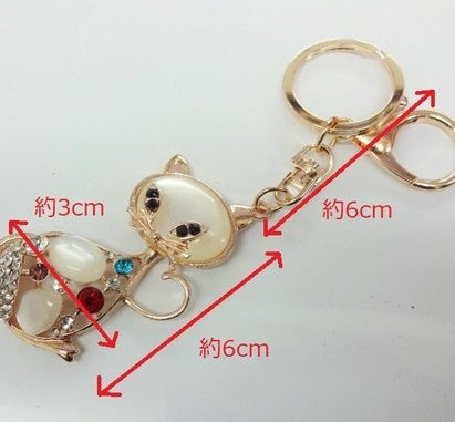 キーホルダー キャットホルダー シャムネコ ラインストーンキーホルダー チャーム ネコチャーム ラインストーン 猫 48321KH