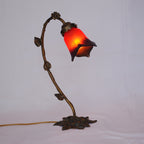 テーブルランプ デスクライト デスクランプ アールヌーボー ランプ レッド フランス製 アンティーク風 ガラスシェード ティエフ Tief 704096