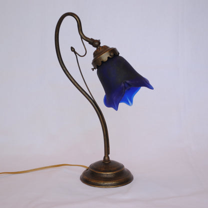 テーブルランプ シンプル デスクライト デスクランプ アールヌーボー ランプ ブルー フランス製 吹きガラスシェード ティエフ Tief 704137
