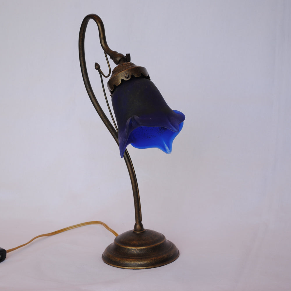 テーブルランプ シンプル デスクライト デスクランプ アールヌーボー ランプ ブルー フランス製 吹きガラスシェード ティエフ Tief 704137