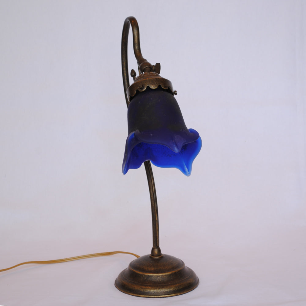 テーブルランプ シンプル デスクライト デスクランプ アールヌーボー ランプ ブルー フランス製 吹きガラスシェード ティエフ Tief 704137
