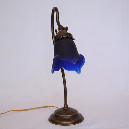テーブルランプ シンプル デスクライト デスクランプ アールヌーボー ランプ ブルー フランス製 吹きガラスシェード ティエフ Tief 704137