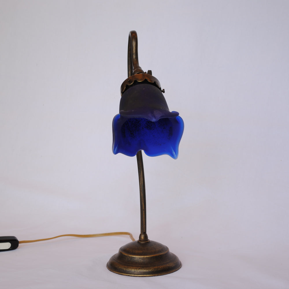 テーブルランプ シンプル デスクライト デスクランプ アールヌーボー ランプ ブルー フランス製 吹きガラスシェード ティエフ Tief 704137