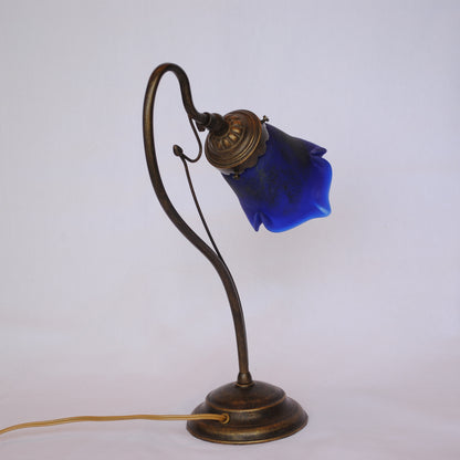 テーブルランプ シンプル デスクライト デスクランプ アールヌーボー ランプ ブルー フランス製 吹きガラスシェード ティエフ Tief 704137