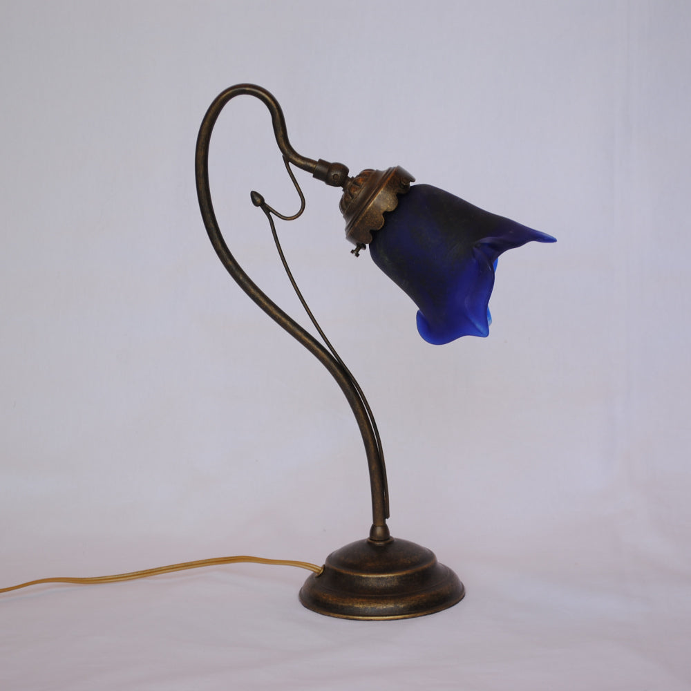 テーブルランプ シンプル デスクライト デスクランプ アールヌーボー ランプ ブルー フランス製 吹きガラスシェード ティエフ Tief 704137