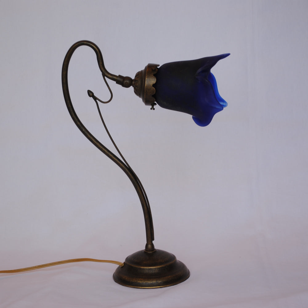 テーブルランプ シンプル デスクライト デスクランプ アールヌーボー ランプ ブルー フランス製 吹きガラスシェード ティエフ Tief 704137