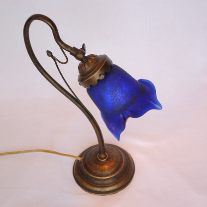 テーブルランプ シンプル デスクライト デスクランプ アールヌーボー ランプ ブルー フランス製 吹きガラスシェード ティエフ Tief 704137