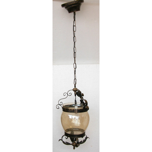 ペンダントランプ おしゃれ １灯式 ハンキング 鉄製 ガラスシェード 照明器具 カフェランプ クラシック エレガント ゴージャス ハンキングランプ ランプ 0711000