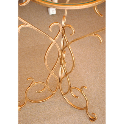 アクセントテーブル エンドテーブル ランプテーブル サイドテーブル ガラス天板 ラウンドテーブル 丸テーブル アイアン 7135001