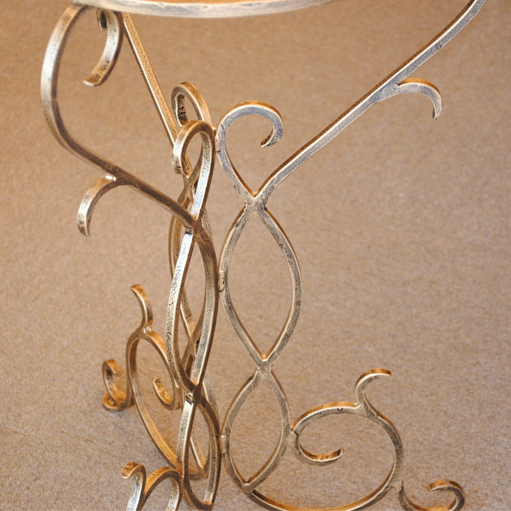 アクセントテーブル エンドテーブル ランプテーブル サイドテーブル ガラス天板 ラウンドテーブル 丸テーブル アイアン 7135001