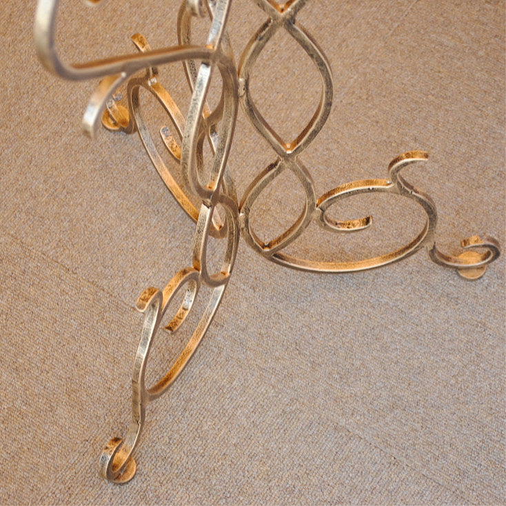 アクセントテーブル エンドテーブル ランプテーブル サイドテーブル ガラス天板 ラウンドテーブル 丸テーブル アイアン 7135001