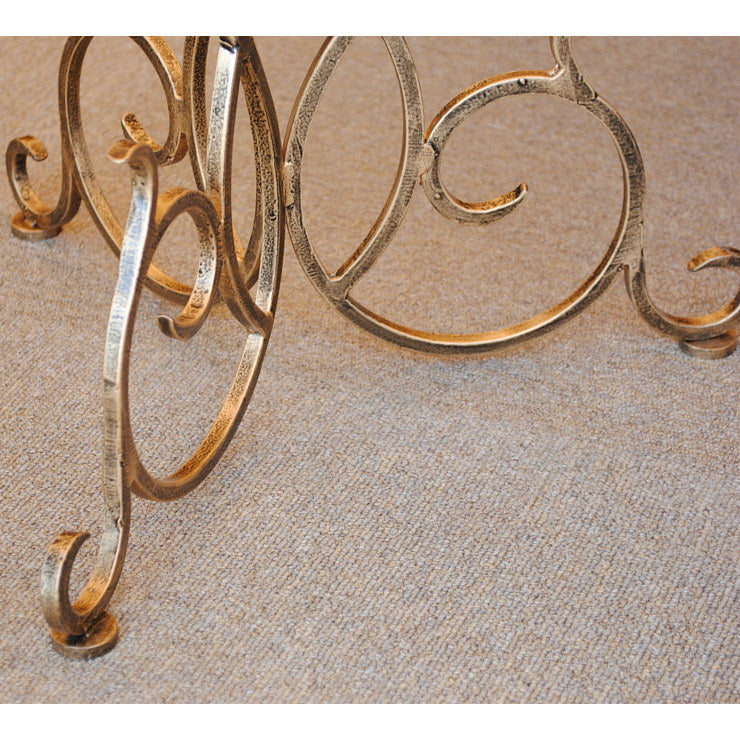 アクセントテーブル エンドテーブル ランプテーブル サイドテーブル ガラス天板 ラウンドテーブル 丸テーブル アイアン 7135001