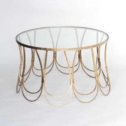 センターテーブル コーヒーテーブル アイアンテーブル アンティークゴールド ガラストップ メトロポリタンスタイル 7135002