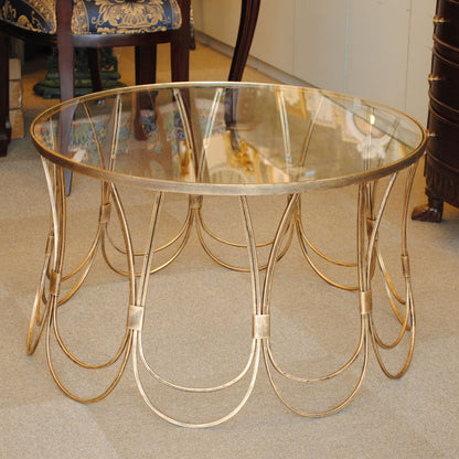 センターテーブル コーヒーテーブル アイアンテーブル アンティークゴールド ガラストップ メトロポリタンスタイル 7135002