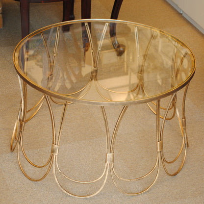 センターテーブル コーヒーテーブル アイアンテーブル アンティークゴールド ガラストップ メトロポリタンスタイル 7135002