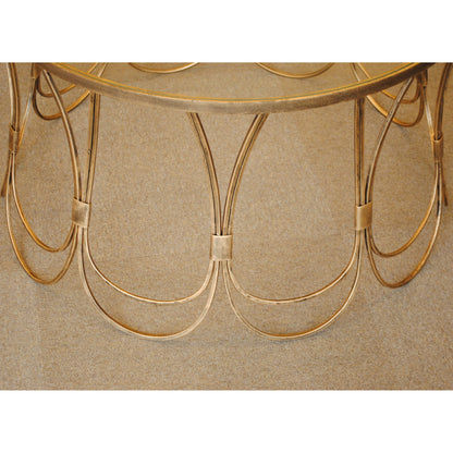 センターテーブル コーヒーテーブル アイアンテーブル アンティークゴールド ガラストップ メトロポリタンスタイル 7135002