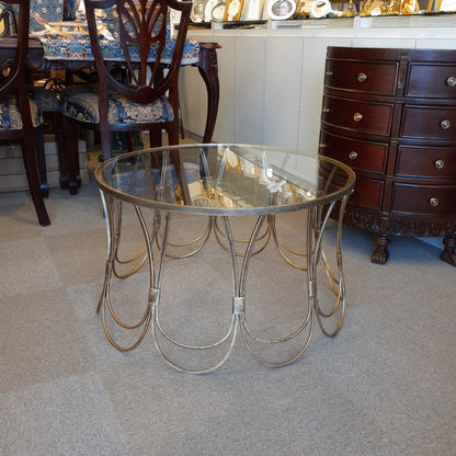 センターテーブル コーヒーテーブル アイアンテーブル アンティークゴールド ガラストップ メトロポリタンスタイル 7135002