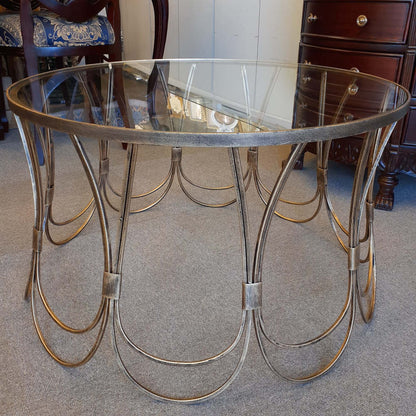 センターテーブル コーヒーテーブル アイアンテーブル アンティークゴールド ガラストップ メトロポリタンスタイル 7135002