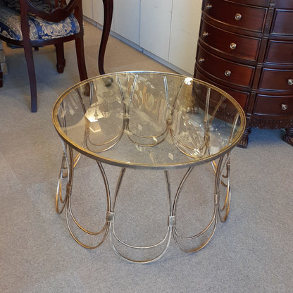 センターテーブル コーヒーテーブル アイアンテーブル アンティークゴールド ガラストップ メトロポリタンスタイル 7135002