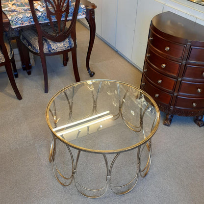 センターテーブル コーヒーテーブル アイアンテーブル アンティークゴールド ガラストップ メトロポリタンスタイル 7135002