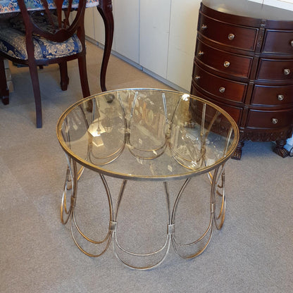 センターテーブル コーヒーテーブル アイアンテーブル アンティークゴールド ガラストップ メトロポリタンスタイル 7135002