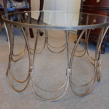 センターテーブル コーヒーテーブル アイアンテーブル アンティークゴールド ガラストップ メトロポリタンスタイル 7135002