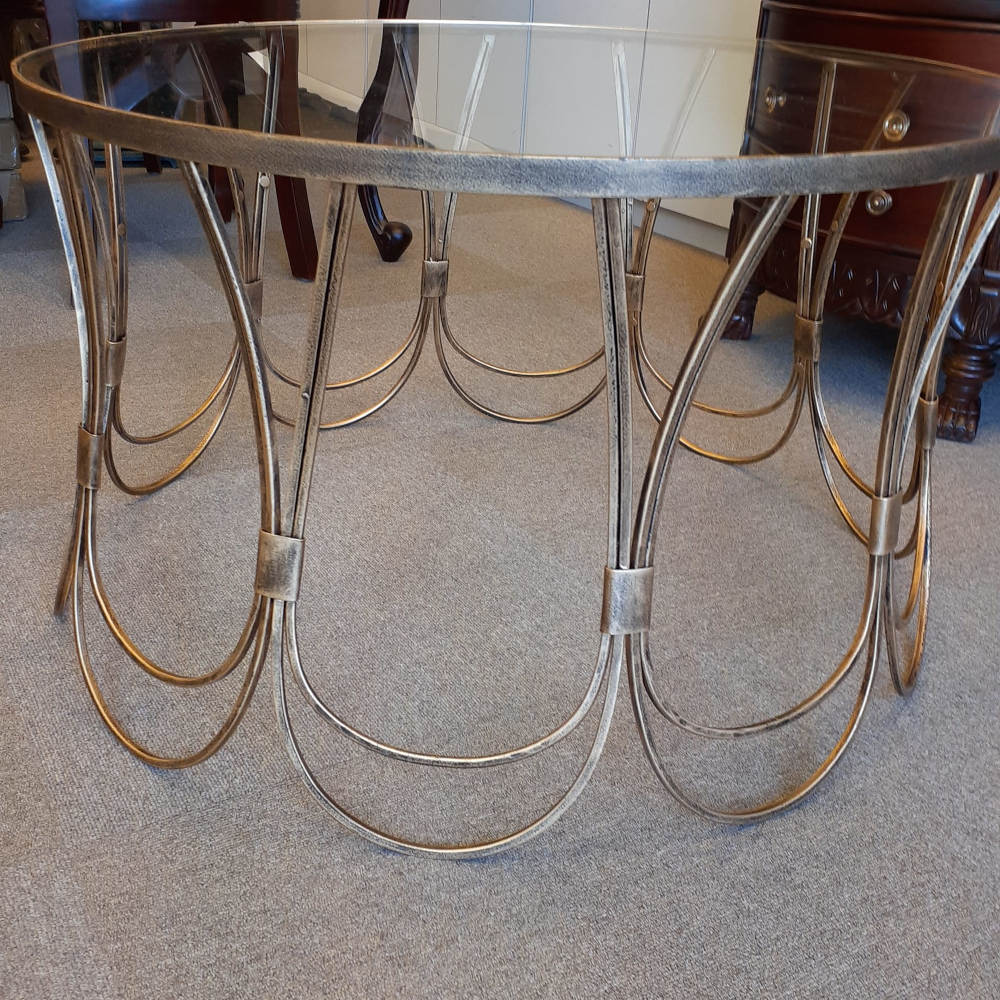 センターテーブル コーヒーテーブル アイアンテーブル アンティークゴールド ガラストップ メトロポリタンスタイル 7135002