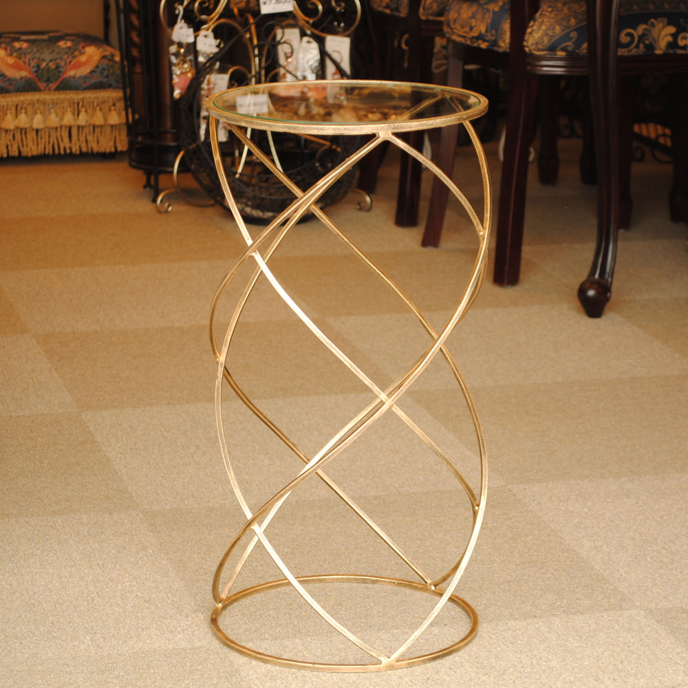 アクセントテーブル コーヒーテーブル アイアン アンティークゴールド ガラストップ メトロポリタンスタイル 7135004