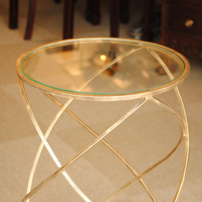 アクセントテーブル コーヒーテーブル アイアン アンティークゴールド ガラストップ メトロポリタンスタイル 7135004