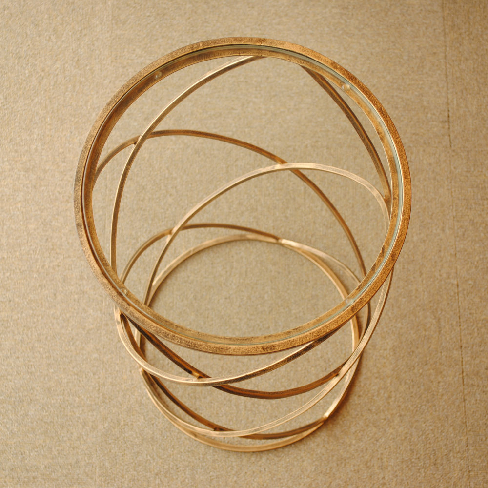 アクセントテーブル コーヒーテーブル アイアン アンティークゴールド ガラストップ メトロポリタンスタイル 7135004