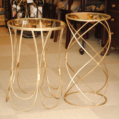 アクセントテーブル コーヒーテーブル アイアン アンティークゴールド ガラストップ メトロポリタンスタイル 7135004