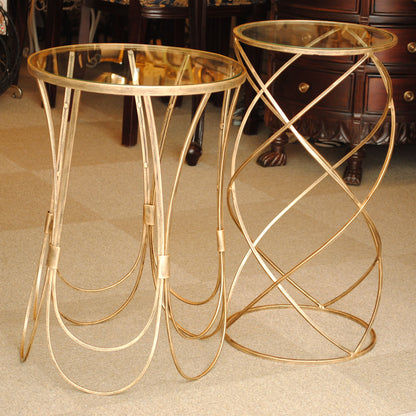 アクセントテーブル コーヒーテーブル アイアン アンティークゴールド ガラストップ メトロポリタンスタイル 7135004