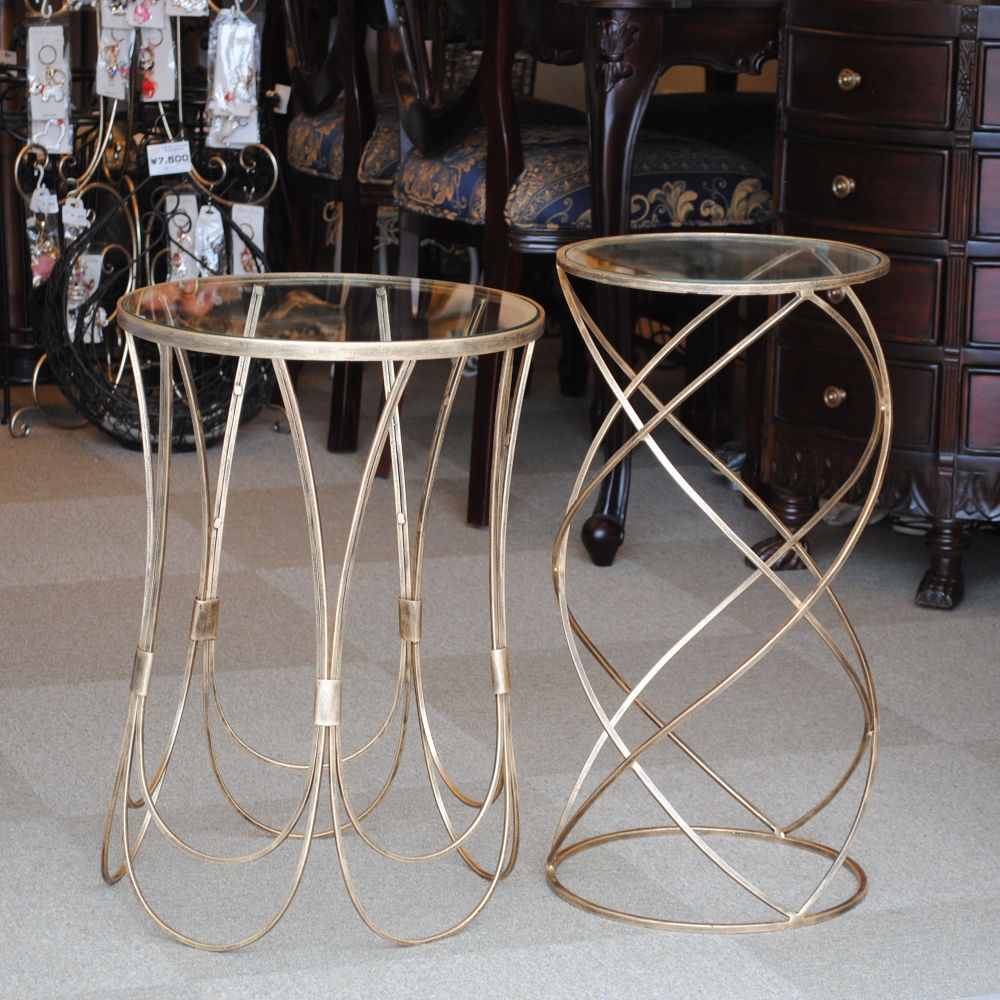 アクセントテーブル コーヒーテーブル アイアン アンティークゴールド ガラストップ メトロポリタンスタイル 7135004