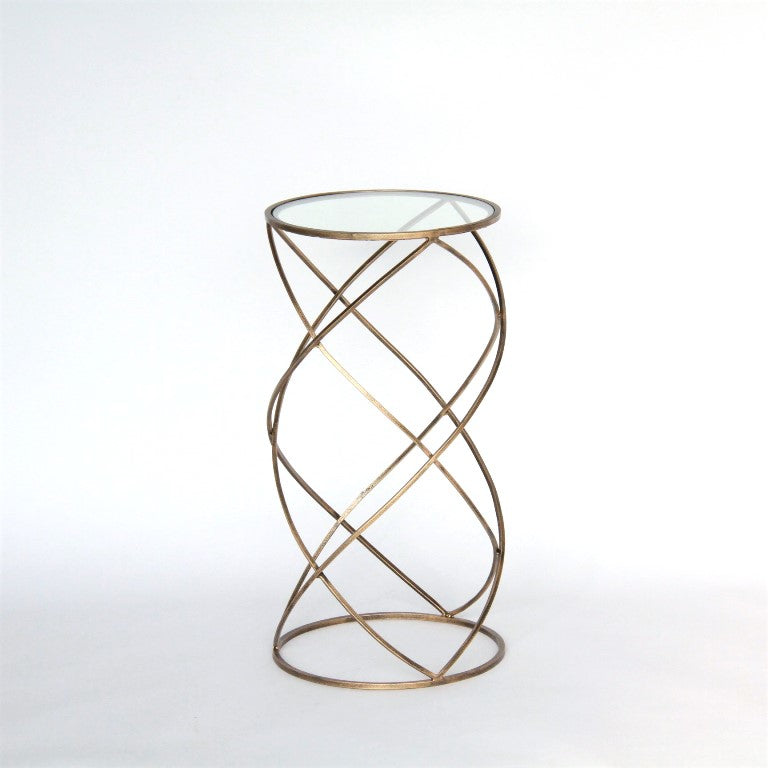 アクセントテーブル コーヒーテーブル アイアン アンティークゴールド ガラストップ メトロポリタンスタイル 7135004