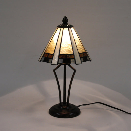 ステンドグラスシェーランプ28600x2 テーブルランプ おしゃれ ステンドグラス エレガント ティファニー アンティーク シェード アイアン 七角 718004