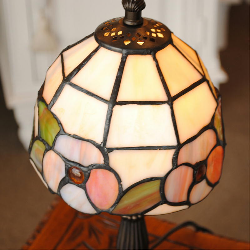 テーブルランプ おしゃれ ステンドグラス エレガント ティファニー アンティーク シェード アイアン 丸 ラウンド 718007