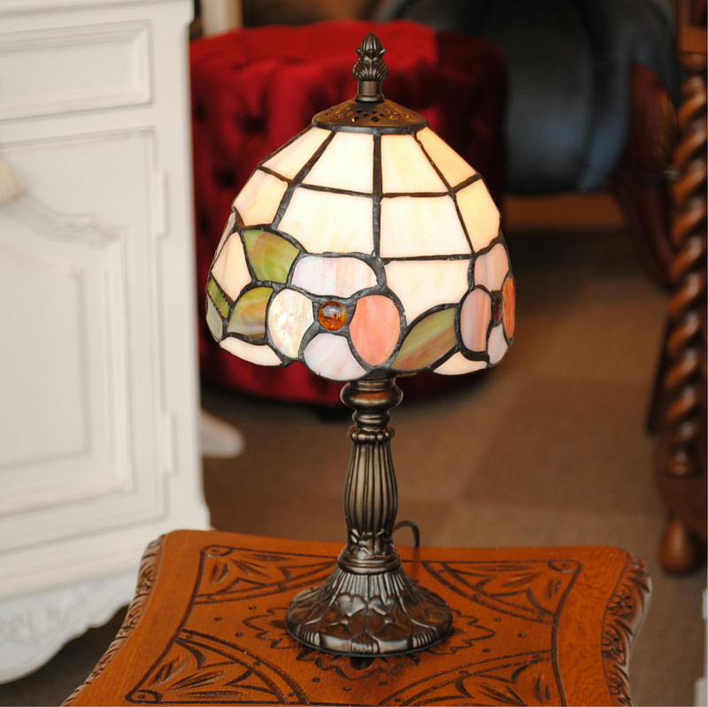 テーブルランプ おしゃれ ステンドグラス エレガント ティファニー アンティーク シェード アイアン 丸 ラウンド 718007