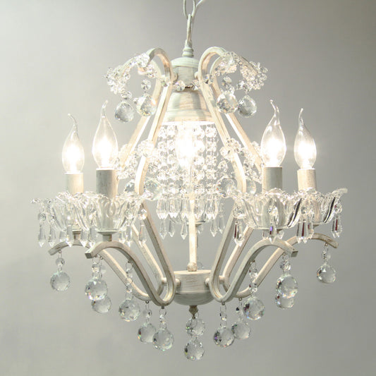 シャンデリアランプ おしゃれ ホワイト 6灯式 アイアン ガラスシェード 照明器具 カフェ ランプ クラシック エレガント ゴージャス 725039