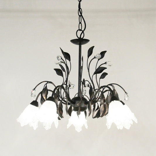 シャンデリア シャンデリアランプ 5灯 オシャレ おしゃれ アンティーク風 クラシック ガラスシェード 照明 白シェード ホワイトシェード 照明器具 ランプ 725052