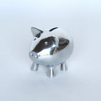 貯金箱 ぶた アルミ製 かわいい おしゃれ シルバー ブタの貯金箱 アルミコインバンク コインバンク ブタ アルミニウム製貯金箱 インテリア雑貨 雑貨 7333115