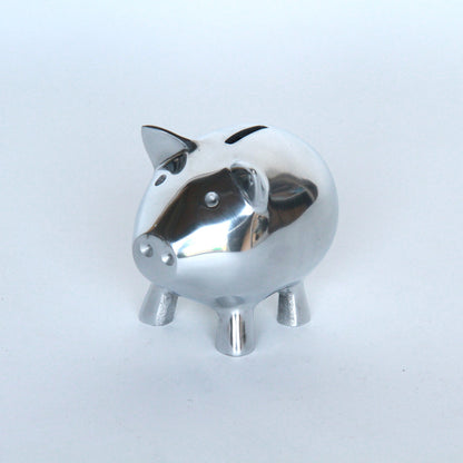 貯金箱 ぶた アルミ製 かわいい おしゃれ シルバー ブタの貯金箱 アルミコインバンク コインバンク ブタ アルミニウム製貯金箱 インテリア雑貨 雑貨 7333115
