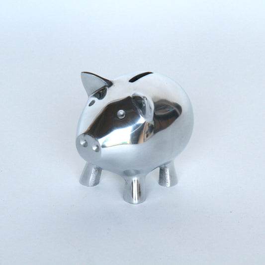 貯金箱 ぶた アルミ製 かわいい おしゃれ シルバー ブタの貯金箱 アルミコインバンク コインバンク ブタ アルミニウム製貯金箱 インテリア雑貨 雑貨 7333115