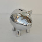 貯金箱 ぶた アルミ製 かわいい おしゃれ シルバー ブタの貯金箱 アルミコインバンク コインバンク ブタ アルミニウム製貯金箱 インテリア雑貨 雑貨 7333115