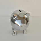 貯金箱 ぶた アルミ製 かわいい おしゃれ シルバー ブタの貯金箱 アルミコインバンク コインバンク ブタ アルミニウム製貯金箱 インテリア雑貨 雑貨 7333115