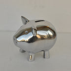 貯金箱 ぶた アルミ製 かわいい おしゃれ シルバー ブタの貯金箱 アルミコインバンク コインバンク ブタ アルミニウム製貯金箱 インテリア雑貨 雑貨 7333115