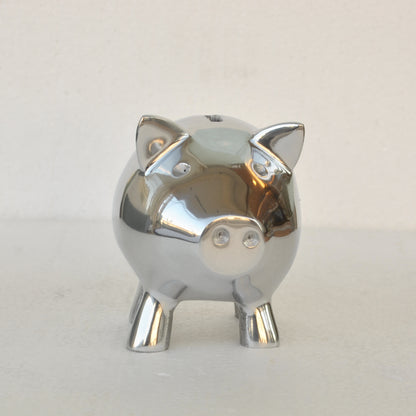 貯金箱 ぶた アルミ製 かわいい おしゃれ シルバー ブタの貯金箱 アルミコインバンク コインバンク ブタ アルミニウム製貯金箱 インテリア雑貨 雑貨 7333115