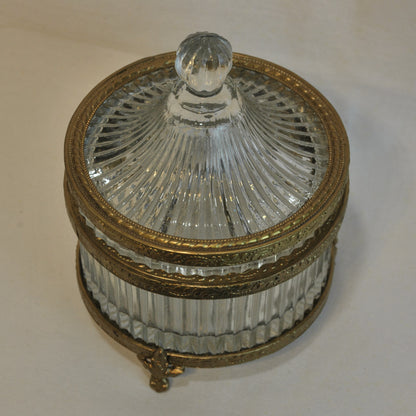 ボックス 蓋付小物入れ ガラスボックス 小物入れ 真鍮製 切子ガラスボックス 切子ガラス アンティーク風ガラス器 真鍮雑貨 7347006