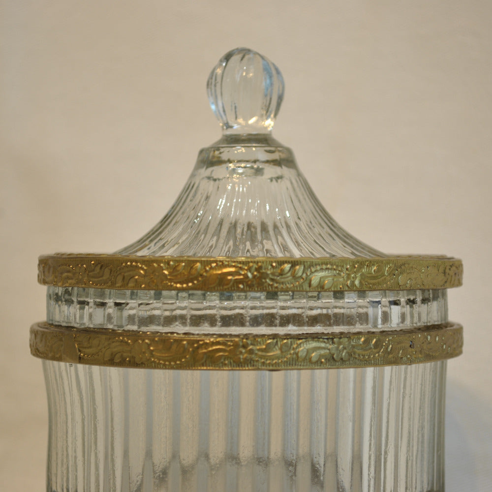 ボックス 蓋付小物入れ ガラスボックス 小物入れ 真鍮製 切子ガラスボックス 切子ガラス アンティーク風ガラス器 真鍮雑貨 7347006