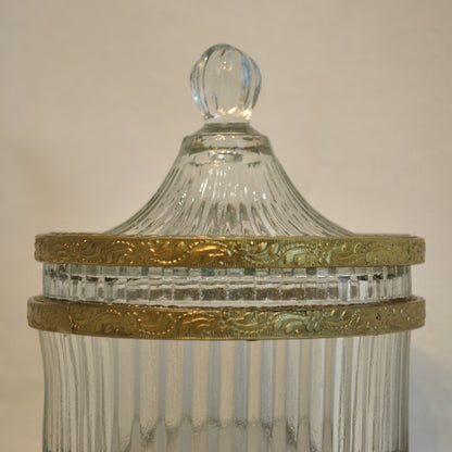 ボックス 蓋付小物入れ ガラスボックス 小物入れ 真鍮製 切子ガラスボックス 切子ガラス アンティーク風ガラス器 真鍮雑貨 7347006