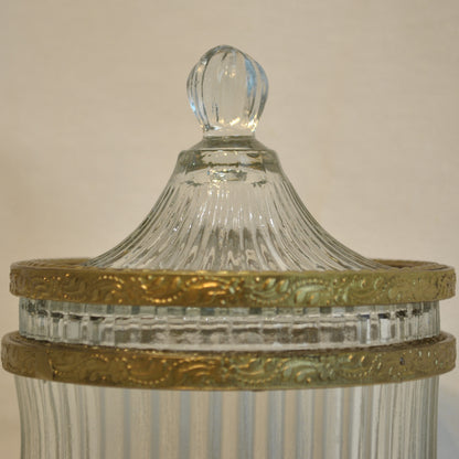 ボックス 蓋付小物入れ ガラスボックス 小物入れ 真鍮製 切子ガラスボックス 切子ガラス アンティーク風ガラス器 真鍮雑貨 7347006